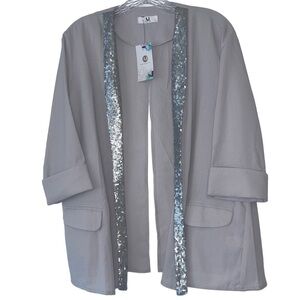 NWT Amelia James Sequin Trimmed Split Back Wedding Event Evening Jacket L